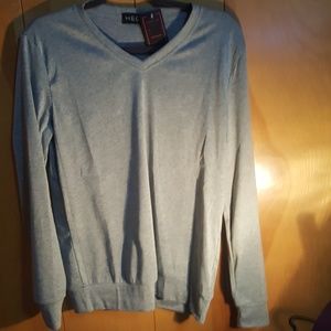 Gray thick long sleeve v neck
